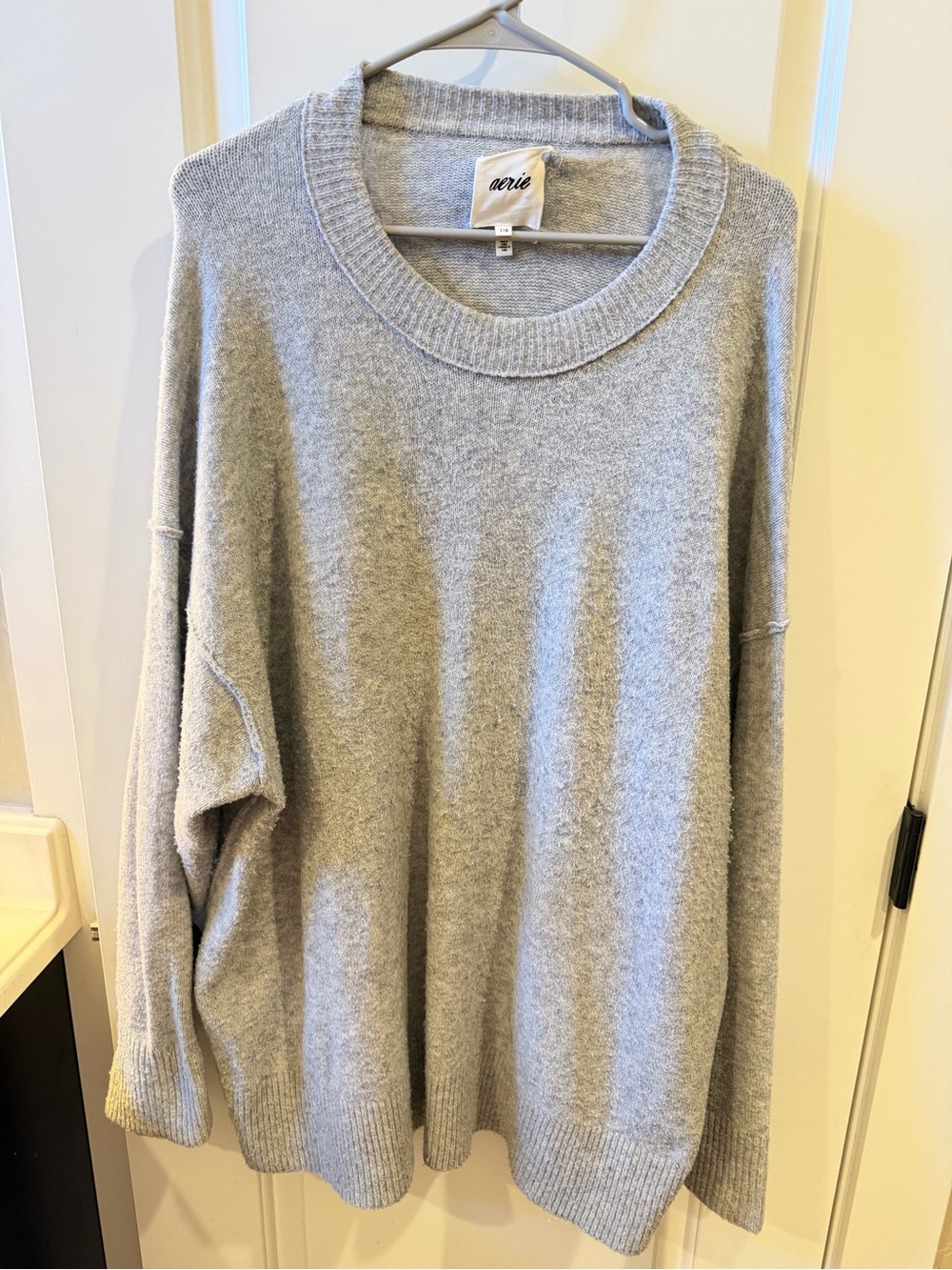 Aerie Women's Soft Oversized Crewneck Sweater - Light Gray